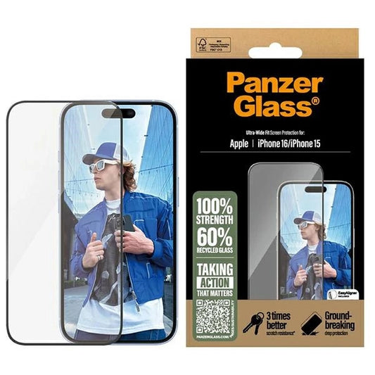 PanzerGlass Screen Protector iPhone 16 6.1" Ultra-Wide Fit 2861_0
