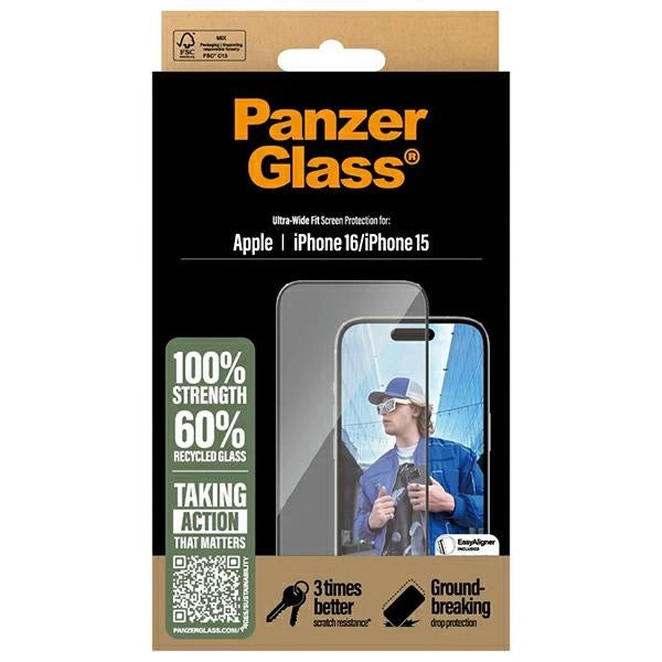 PanzerGlass Screen Protector iPhone 16 6.1" Ultra-Wide Fit 2861_3