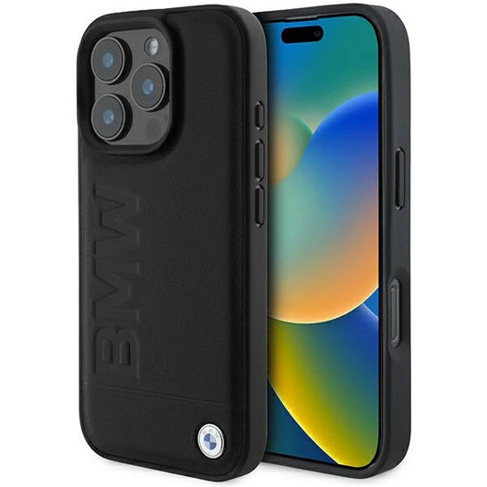 BMW Leather Hot Stamp iPhone 16 Pro Max Case - Black_0