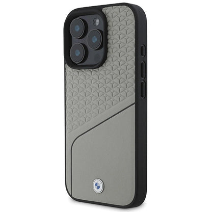 BMW Sign Leather Textured and Line MagSafe iPhone 16 Pro Case - Gray_1