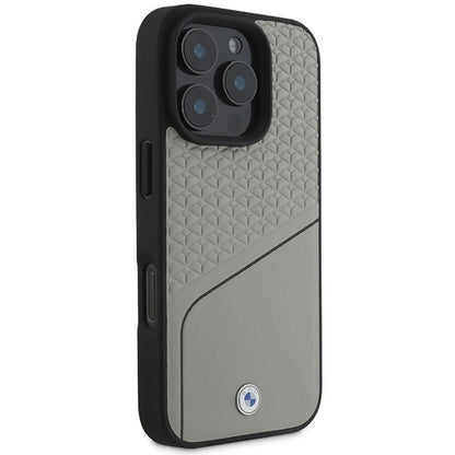 BMW Sign Leather Textured and Line MagSafe iPhone 16 Pro Case - Gray_3