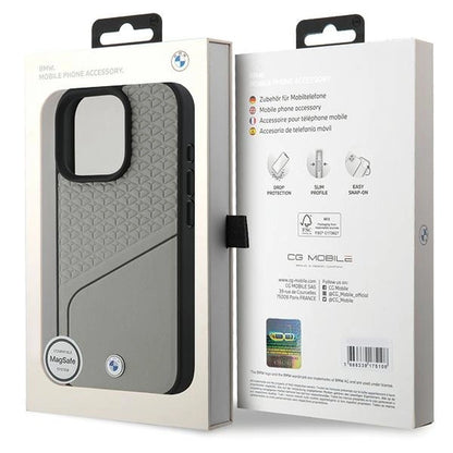 BMW Sign Leather Textured and Line MagSafe iPhone 16 Pro Case - Gray_6