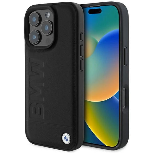 BMW Leather Hot Stamp MagSafe iPhone 16 Pro Case - Black_0