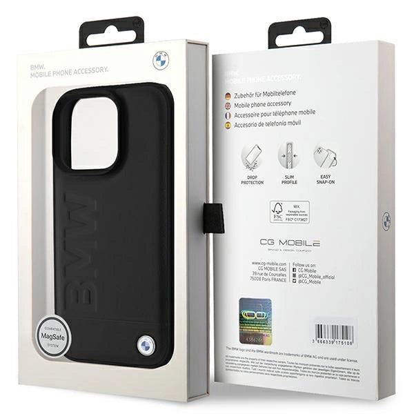 BMW Leather Hot Stamp MagSafe iPhone 16 Pro Case - Black_7