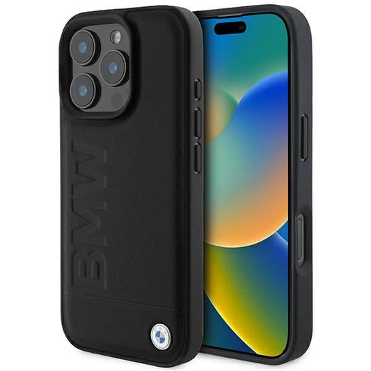 BMW Leather Hot Stamp MagSafe iPhone 16 Pro Max Case - Black_0