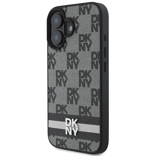DKNY Checkered Pattern &amp; Printed Stripes case for iPhone 16 - black_1