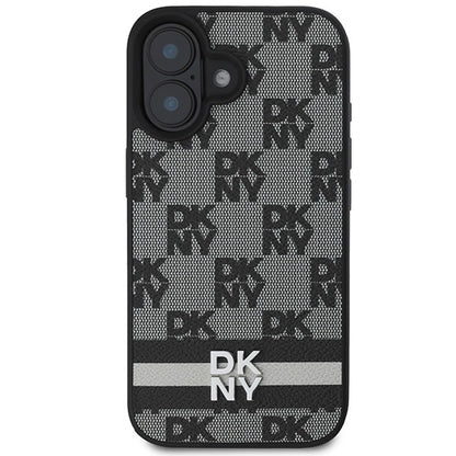 DKNY Checkered Pattern &amp; Printed Stripes case for iPhone 16 - black_2