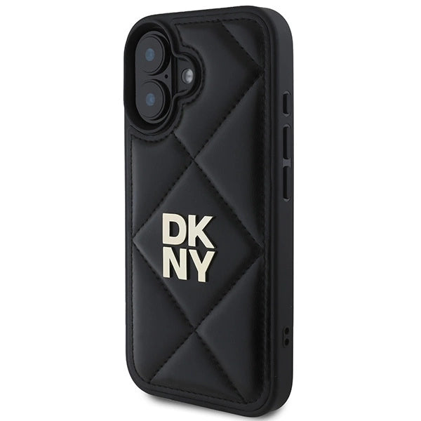 DKNY Quilted Stack Logo iPhone 16 Case - Black_1