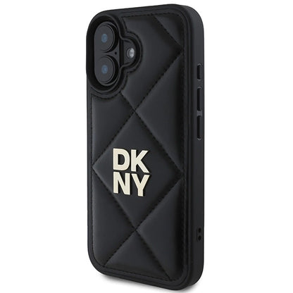 DKNY Quilted Stack Logo iPhone 16 Case - Black_1