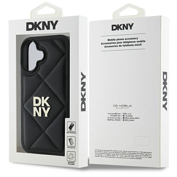 DKNY Quilted Stack Logo iPhone 16 Case - Black_7