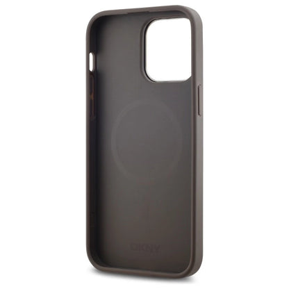 DKNY Leather Checkered Mono Pattern MagSafe iPhone 14 Pro Max Case - Beige_6