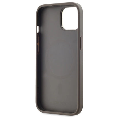 DKNY Leather Checkered Mono Pattern MagSafe iPhone 15 Plus Case - Beige_6