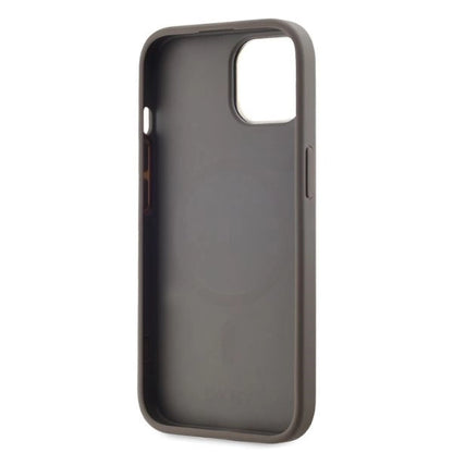 DKNY Leather Checkered Mono Pattern MagSafe iPhone 15 Case - Beige_3