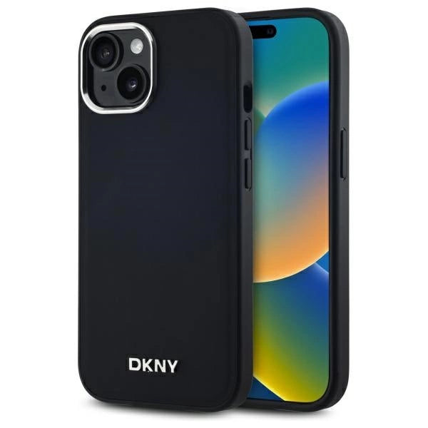 DKNY Plain Logo MagSafe iPhone 15 Case - Black_0