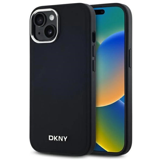 DKNY Plain Logo MagSafe iPhone 15 Case - Black_0