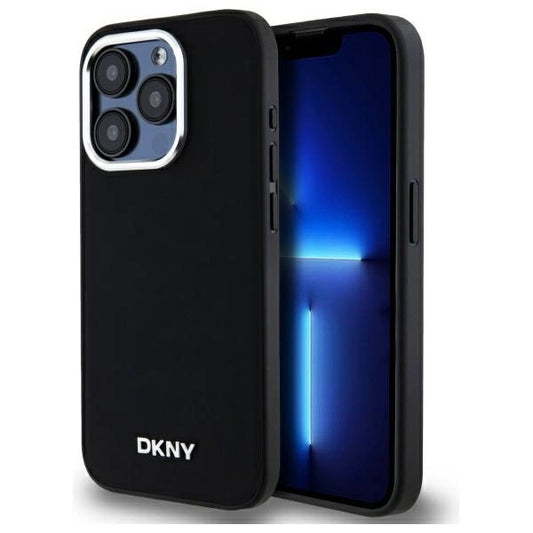 DKNY Plain Logo MagSafe iPhone 15 Pro Max Case - Black_0