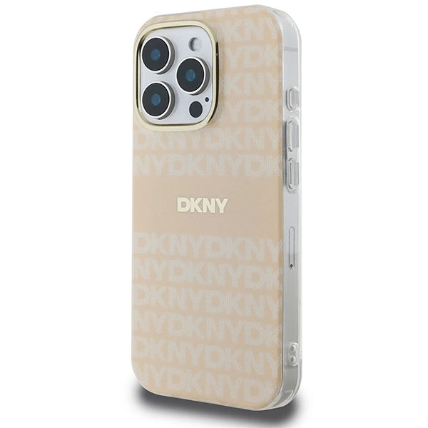 DKNY Repeat Texture Pattern &amp; Stripe MagSafe iPhone 16 Pro Case - Pink_1
