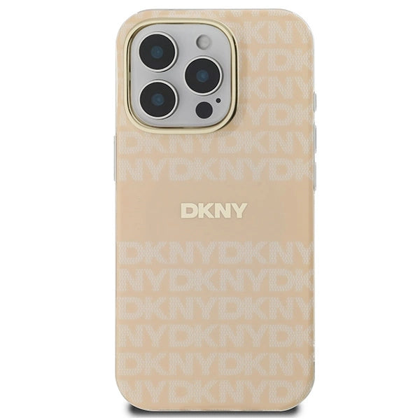 DKNY Repeat Texture Pattern &amp; Stripe MagSafe iPhone 16 Pro Case - Pink_2