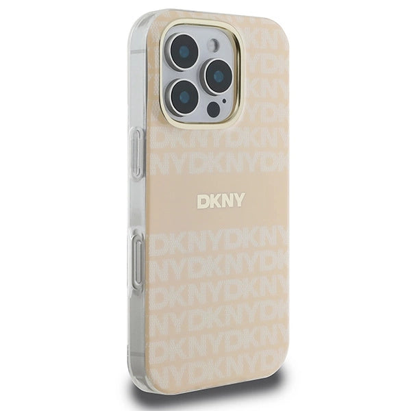 DKNY Repeat Texture Pattern &amp; Stripe MagSafe iPhone 16 Pro Case - Pink_3