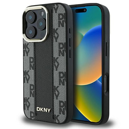 DKNY Checkered Pattern Magsafe iPhone 16 Pro Case - Black_0