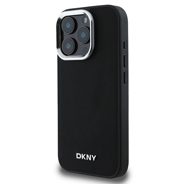DKNY Plain Silver Logo MagSafe iPhone 16 Pro Case - Black_1
