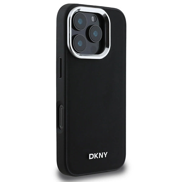 DKNY Plain Silver Logo MagSafe iPhone 16 Pro Case - Black_3