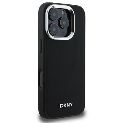 DKNY Plain Silver Logo MagSafe iPhone 16 Pro Case - Black_3