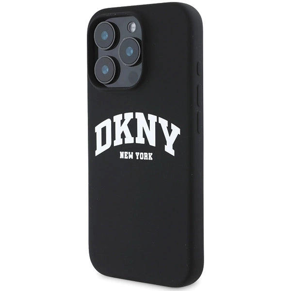 DKNY Silicone White Printed Logo MagSafe iPhone 16 Pro Case - Black_1