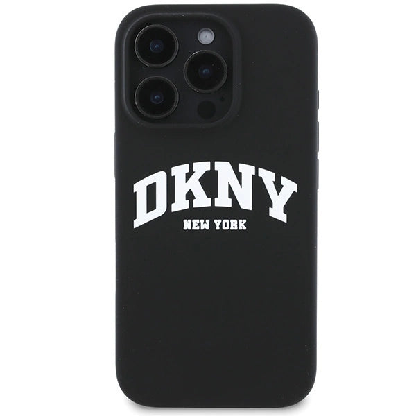 DKNY Silicone White Printed Logo MagSafe iPhone 16 Pro Case - Black_2
