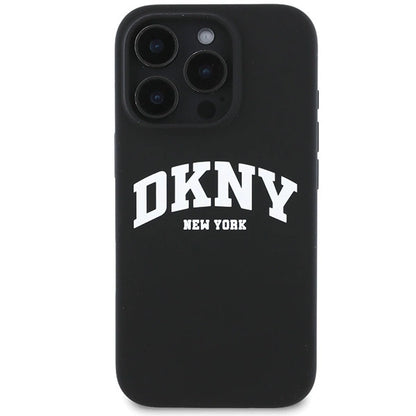 DKNY Silicone White Printed Logo MagSafe iPhone 16 Pro Case - Black_2