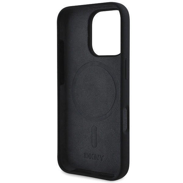 DKNY Silicone White Printed Logo MagSafe iPhone 16 Pro Case - Black_6