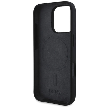 DKNY Silicone White Printed Logo MagSafe iPhone 16 Pro Case - Black_6