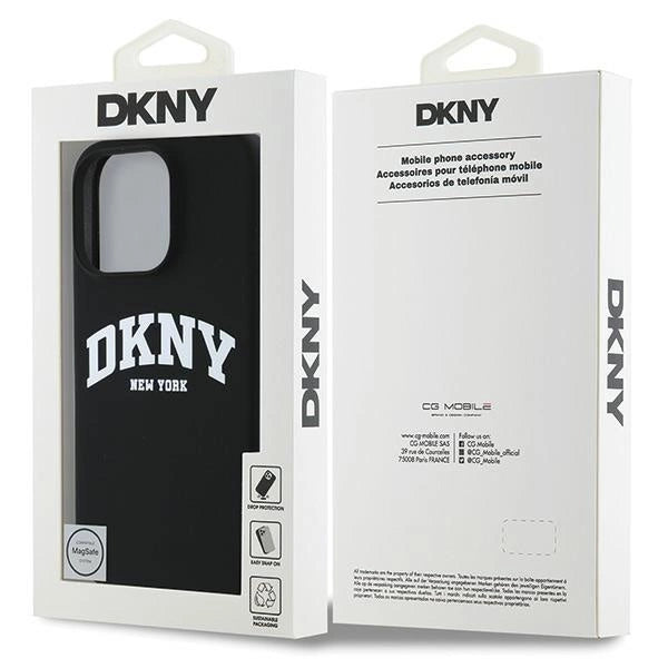 DKNY Silicone White Printed Logo MagSafe iPhone 16 Pro Case - Black_7