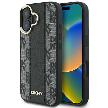DKNY Checkered Pattern Magsafe iPhone 16 Case - Black_0