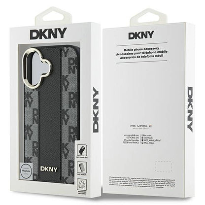 DKNY Checkered Pattern Magsafe iPhone 16 Case - Black_7