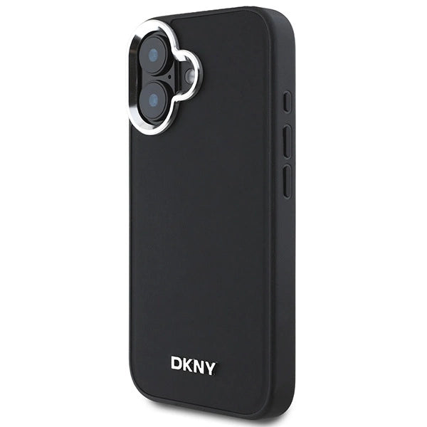 DKNY Plain Silver Logo MagSafe iPhone 16 Case - Black_1