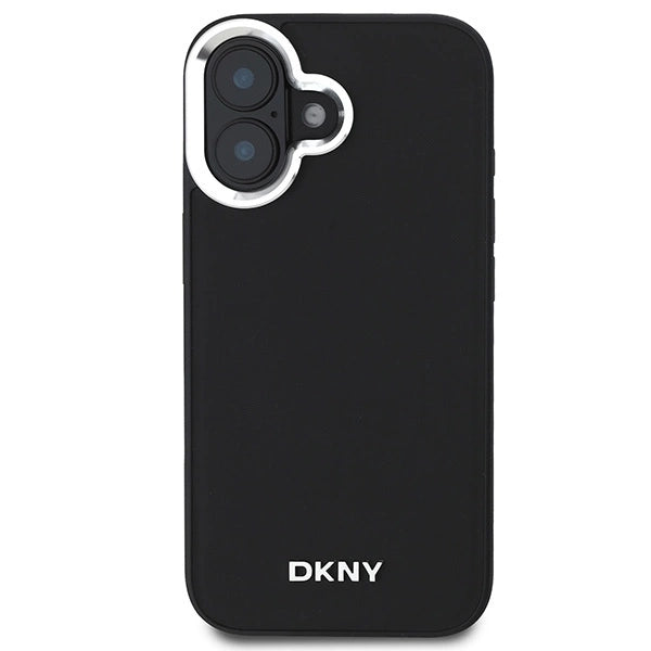 DKNY Plain Silver Logo MagSafe iPhone 16 Case - Black_2