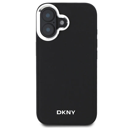 DKNY Plain Silver Logo MagSafe iPhone 16 Case - Black_2