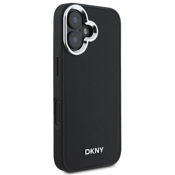 DKNY Plain Silver Logo MagSafe iPhone 16 Case - Black_3