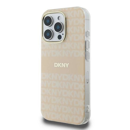 DKNY Repeat Texture Pattern With Stripe iPhone 16 Pro Max Case - Pink_1