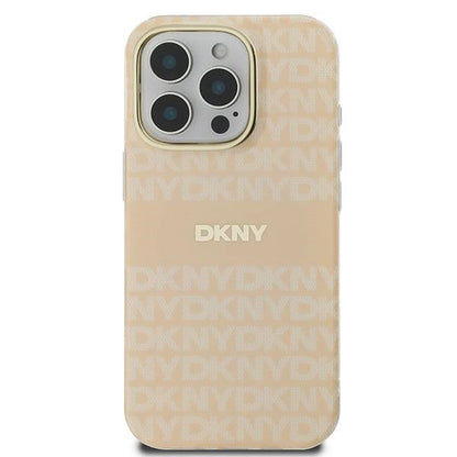 DKNY Repeat Texture Pattern With Stripe iPhone 16 Pro Max Case - Pink_2
