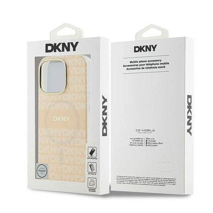 DKNY Repeat Texture Pattern With Stripe iPhone 16 Pro Max Case - Pink_7