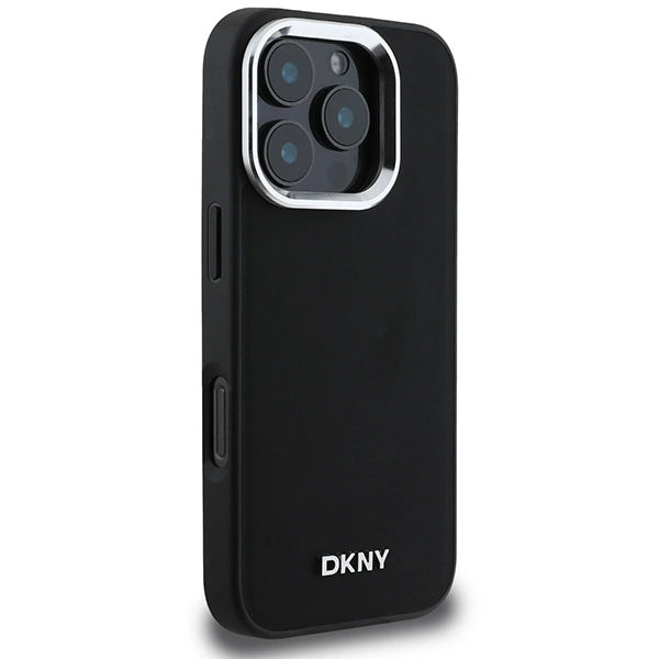DKNY Plain Silver Logo MagSafe iPhone 16 Pro Max Case - Black_3