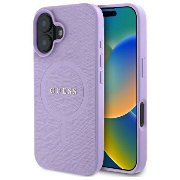 Guess Saffiano MagSafe iPhone 16 Case - Purple_0