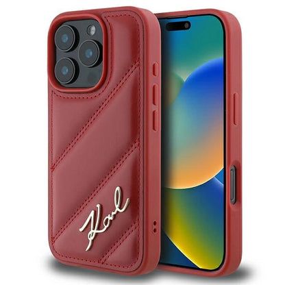 Karl Lagerfeld Quilted Signature iPhone 16 Pro Case - Red_0