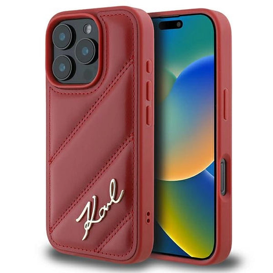 Karl Lagerfeld Quilted Signature iPhone 16 Pro Case - Red_0