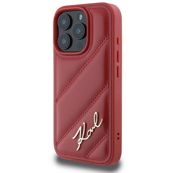 Karl Lagerfeld Quilted Signature iPhone 16 Pro Case - Red_1