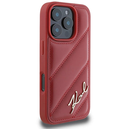 Karl Lagerfeld Quilted Signature iPhone 16 Pro Case - Red_3
