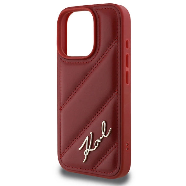 Karl Lagerfeld Quilted Signature iPhone 16 Pro Case - Red_5