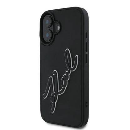 Karl Lagerfeld 3D Rubber Signature iPhone 16 Case - Black_0